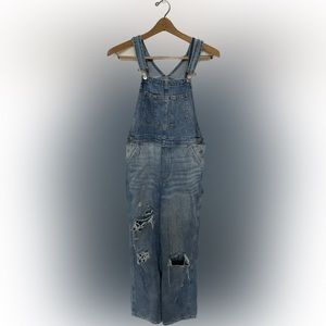 Divided (H&M) distressed denim women’s overalls